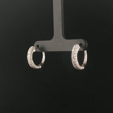 14k White Gold and 0.45cttw Vintage Diamond Hoop Huggie Earrings