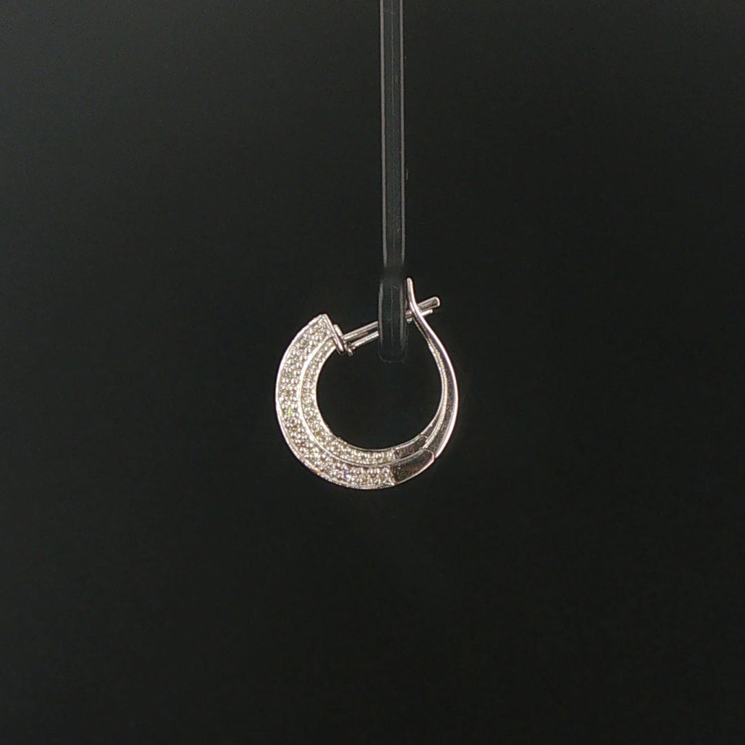 14k White Gold and 0.45cttw Vintage Diamond Hoop Huggie Earrings