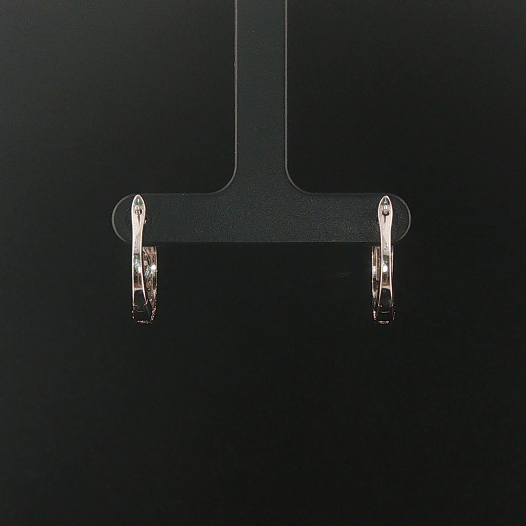 14k White Gold and 0.45cttw Vintage Diamond Hoop Huggie Earrings