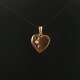 14k Yellow Gold Sapphire and Diamond Polished Heart Charm Pendant