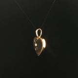 14k Yellow Gold Sapphire and Diamond Polished Heart Charm Pendant