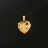 14k Yellow Gold Sapphire and Diamond Polished Heart Charm Pendant
