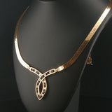 14k Yellow Gold Sapphire and Diamond Herringbone Station Pendant Necklace 16"