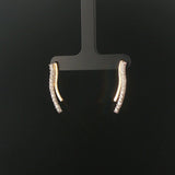 14k Yellow and White Gold Diamond Curved Bar Stud Earrings 1"