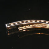 14k Yellow and White Gold Diamond Curved Bar Stud Earrings 1"