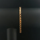 14k Yellow Gold and 1cttw Diamond Solid Bar Link Tennis Bracelet 7"