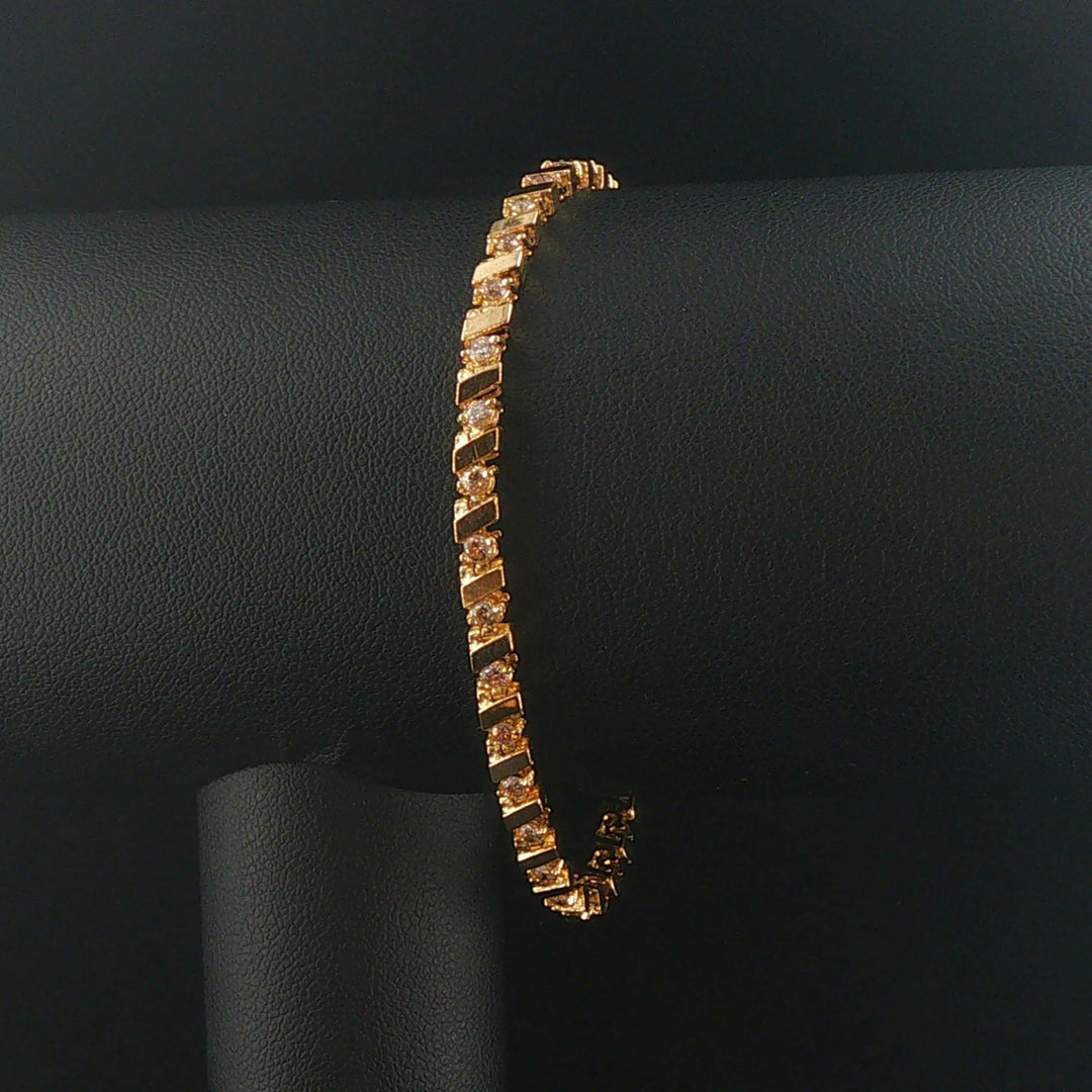 14k Yellow Gold and 1cttw Diamond Solid Bar Link Tennis Bracelet 7"