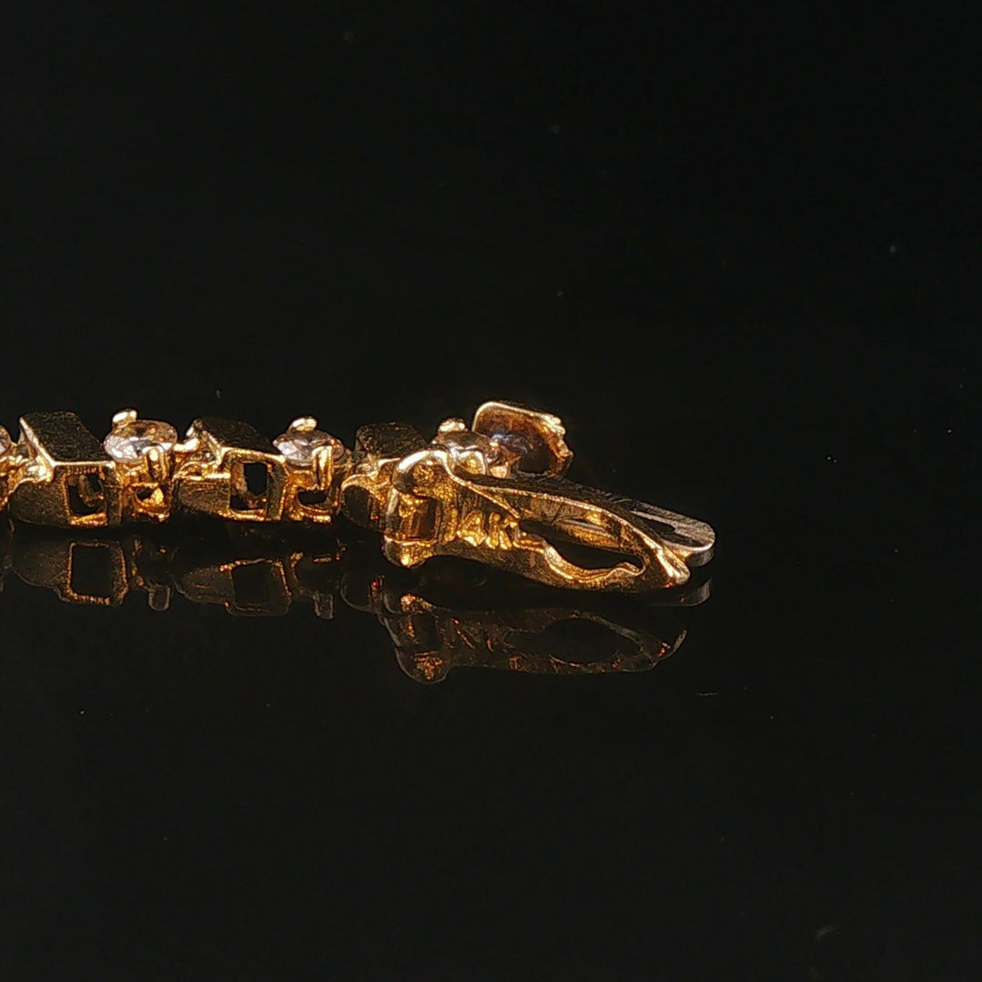 14k Yellow Gold and 1cttw Diamond Solid Bar Link Tennis Bracelet 7"
