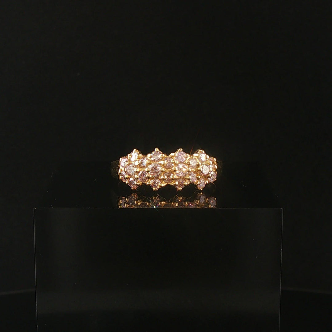 14k Yellow Gold and 0.65cttw Diamond Vintage Ladies Cluster Ring Size 7.75