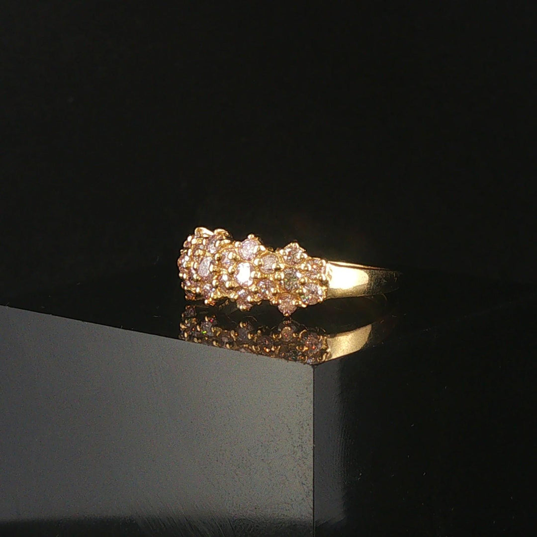 14k Yellow Gold and 0.65cttw Diamond Vintage Ladies Cluster Ring Size 7.75