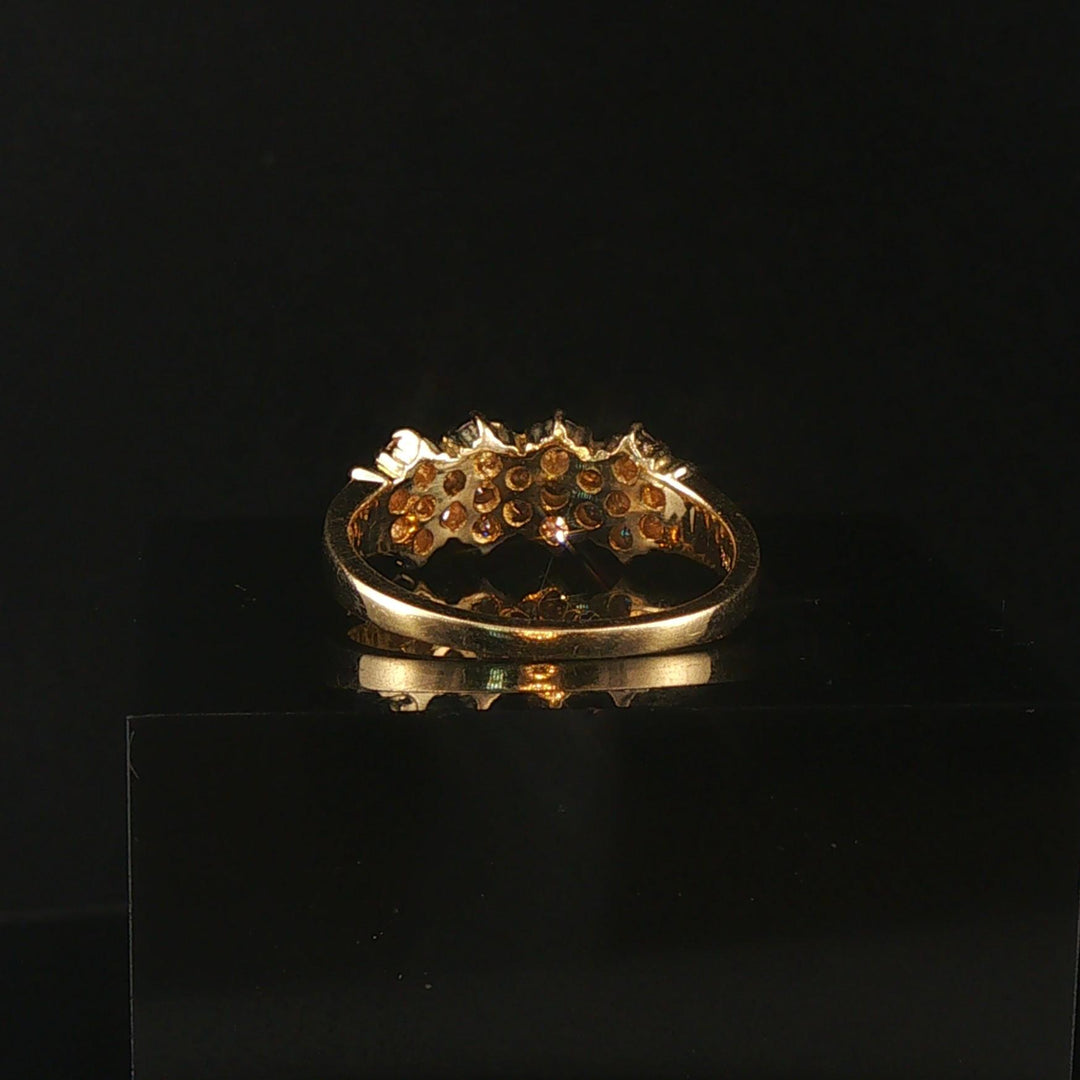 14k Yellow Gold and 0.65cttw Diamond Vintage Ladies Cluster Ring Size 7.75