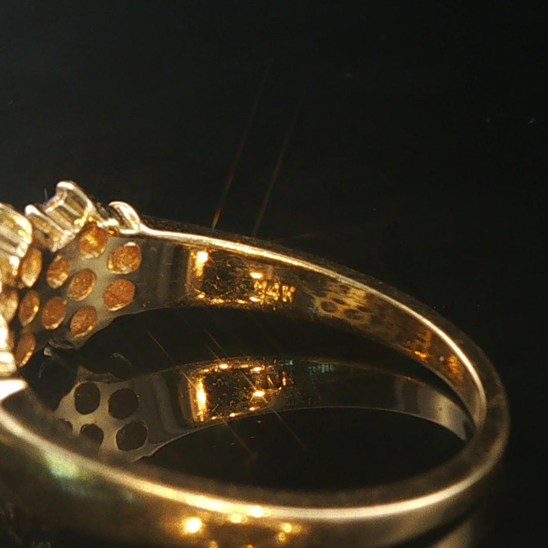 14k Yellow Gold and 0.65cttw Diamond Vintage Ladies Cluster Ring Size 7.75