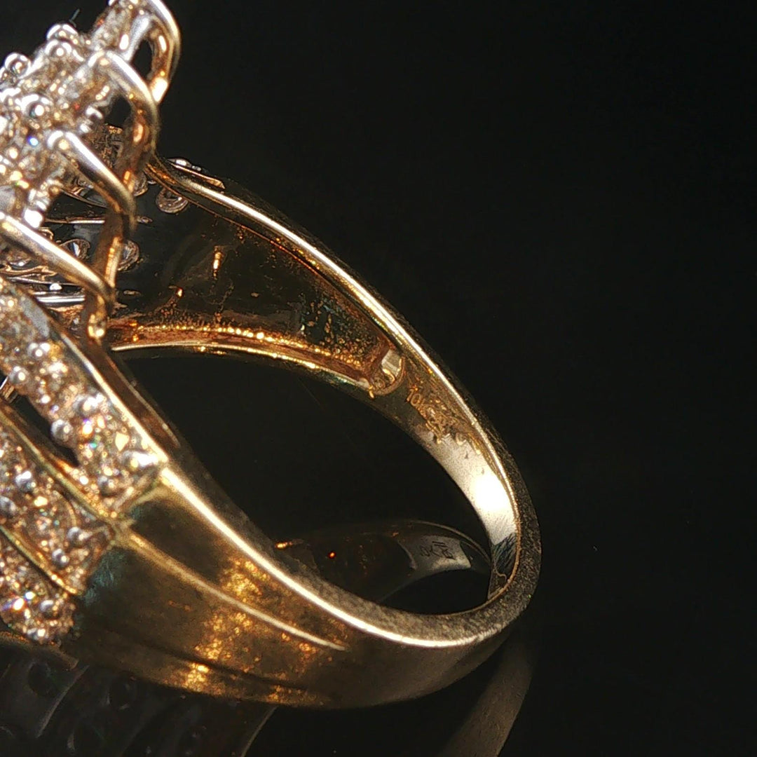 10k Yellow Gold and 2.50cttw Diamond Vintage Ladies Cluster Ring Size 8