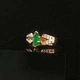 14k Yellow Gold Emerald and Diamond Ladies Band Ring Size 5.75
