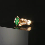 14k Yellow Gold Emerald and Diamond Ladies Band Ring Size 5.75