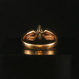 14k Yellow Gold Emerald and Diamond Ladies Band Ring Size 5.75