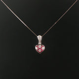 14k White Gold Ruby and Diamond Heart Pendant Necklace 18"
