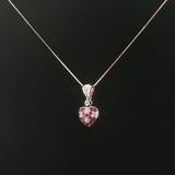 14k White Gold Ruby and Diamond Heart Pendant Necklace 18"
