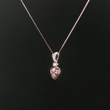 14k White Gold Ruby and Diamond Heart Pendant Necklace 18"