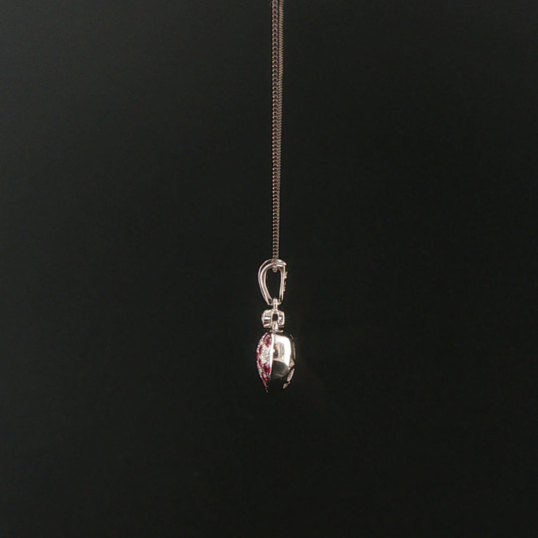 14k White Gold Ruby and Diamond Heart Pendant Necklace 18"