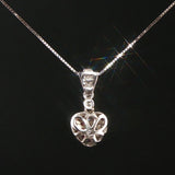 14k White Gold Ruby and Diamond Heart Pendant Necklace 18"