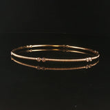 14k Yellow Gold and 0.25cttw Bezel Set Diamond Ribbed Bangle Bracelet 7.75"