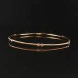 14k Yellow Gold and 0.25cttw Bezel Set Diamond Ribbed Bangle Bracelet 7.75"