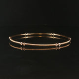 14k Yellow Gold and 0.25cttw Bezel Set Diamond Ribbed Bangle Bracelet 7.75"