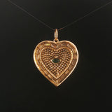 14k Yellow Gold Emerald Mother of Pearl and 1cttw Diamond Heart Charm Pendant