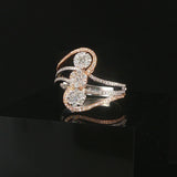 14k White and Rose Gold 0.60cttw Diamond Cluster Three Band Ring Size 7
