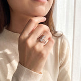 14k White and Rose Gold 0.60cttw Diamond Cluster Three Band Ring Size 7