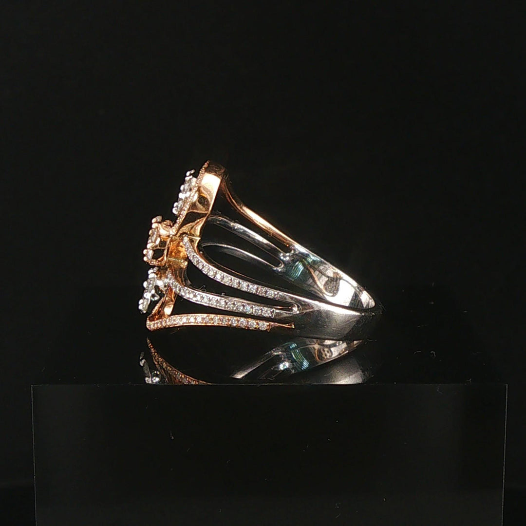 14k White and Rose Gold 0.60cttw Diamond Cluster Three Band Ring Size 7
