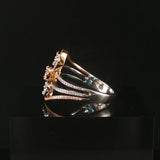 14k White and Rose Gold 0.60cttw Diamond Cluster Three Band Ring Size 7