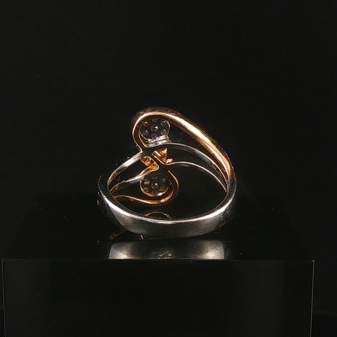 14k White and Rose Gold 0.60cttw Diamond Cluster Three Band Ring Size 7