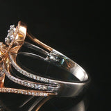 14k White and Rose Gold 0.60cttw Diamond Cluster Three Band Ring Size 7