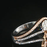14k White and Rose Gold 0.60cttw Diamond Cluster Three Band Ring Size 7