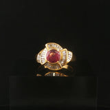 18k Yellow Gold Ruby and 0.50cttw Baguette Diamonds Vintage Ring Size 8