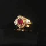 18k Yellow Gold Ruby and 0.50cttw Baguette Diamonds Vintage Ring Size 8