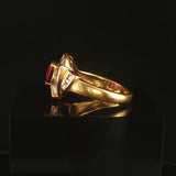 18k Yellow Gold Ruby and 0.50cttw Baguette Diamonds Vintage Ring Size 8
