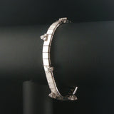 18k White Gold and 1.20cttw Diamond Brushed Finish Vintage Link Bracelet 7.25"