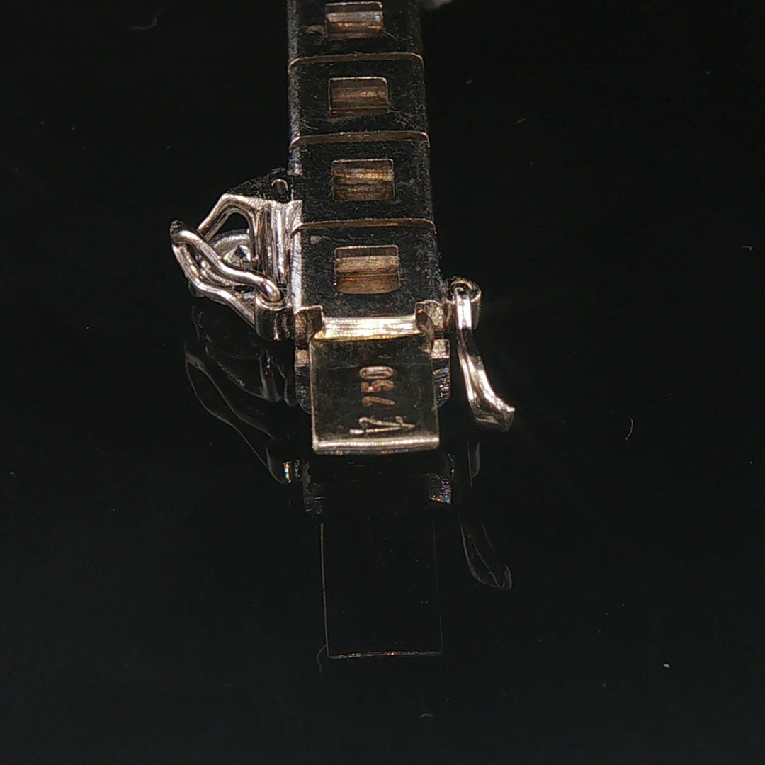 18k White Gold and 1.20cttw Diamond Brushed Finish Vintage Link Bracelet 7.25"