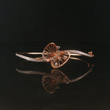 18k Rose Gold and 0.50cttw Diamond Butterfly Bangle Bracelet 6.5"