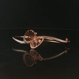 18k Rose Gold and 0.50cttw Diamond Butterfly Bangle Bracelet 6.5"