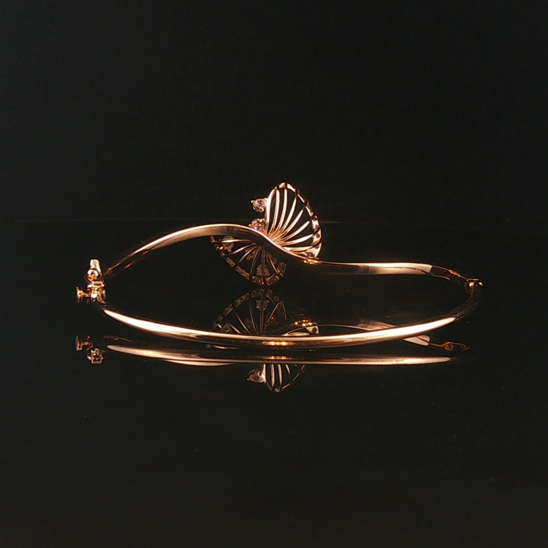 18k Rose Gold and 0.50cttw Diamond Butterfly Bangle Bracelet 6.5"