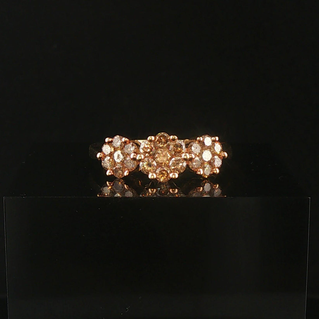 10k Yellow Gold and 1cttw Champagne Diamond Ladies Cluster Ring Size 7