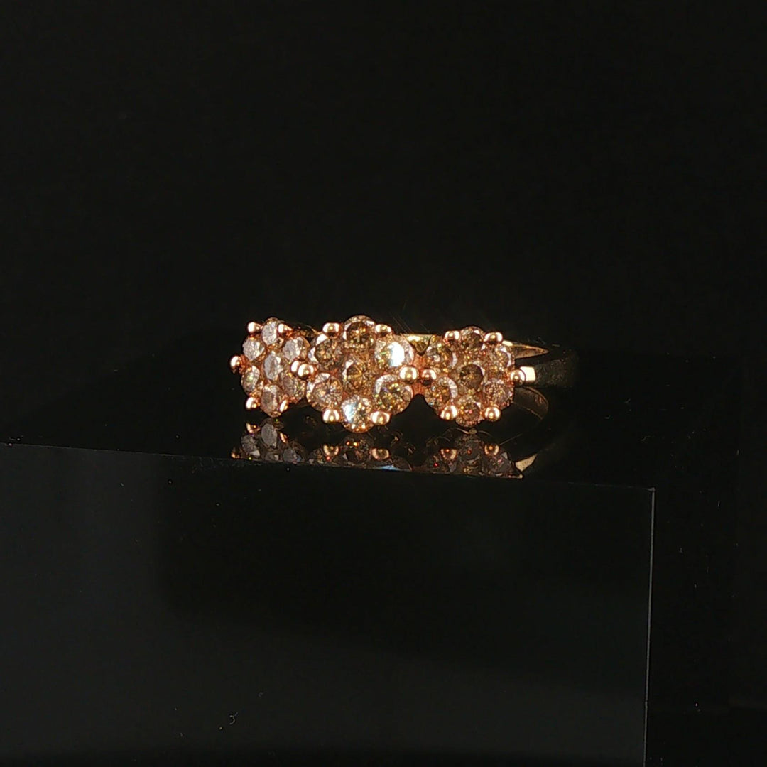 10k Yellow Gold and 1cttw Champagne Diamond Ladies Cluster Ring Size 7