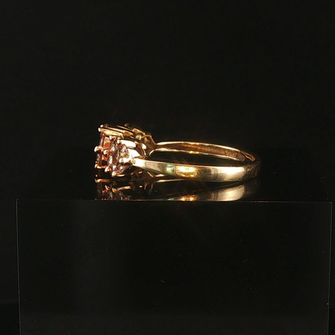10k Yellow Gold and 1cttw Champagne Diamond Ladies Cluster Ring Size 7
