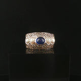 18k Yellow Gold Cabochon Sapphire Pearl and 1.25cttw Diamond Heavy Ring Size 7