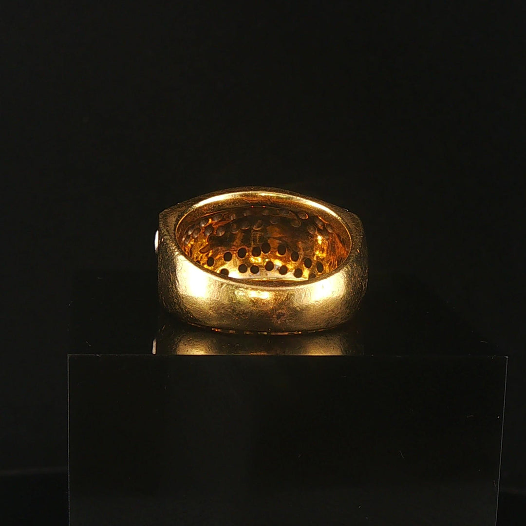 18k Yellow Gold Cabochon Sapphire Pearl and 1.25cttw Diamond Heavy Ring Size 7