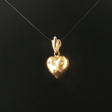 14k Yellow Gold and Flush Set Diamond Satin Finish Heart Pendant